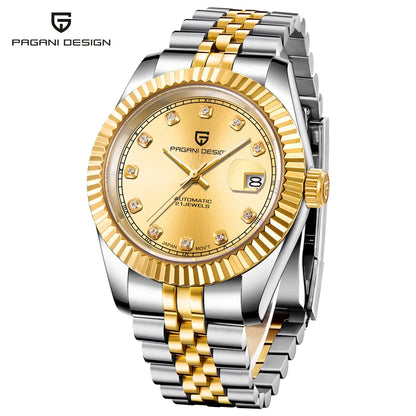 PAGANI DESIGN Watches Luxury Diamond Dial Mechanical Watch For Men Top NH35 Movt Sapphire Glass Stainless Steel Waterproof Watch