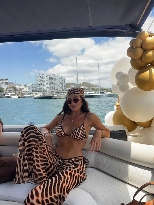 2026 New Stripe Print 3 Pieces Bikinis Sets Mesh Pants Knitted Hollow Out Beachwear Sexy Women's Swimsuit Cover-ups Beach Wear
