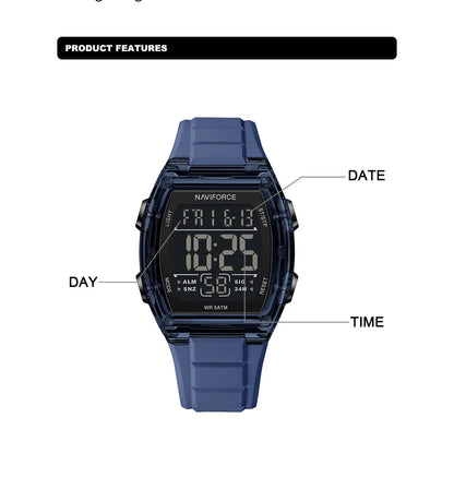 NAVIFORCE Top Brand Luxury Mens Watches Alarm Stopwatch LED Digital Backlight Display Waterproof Sport Watch Men Montre Homme