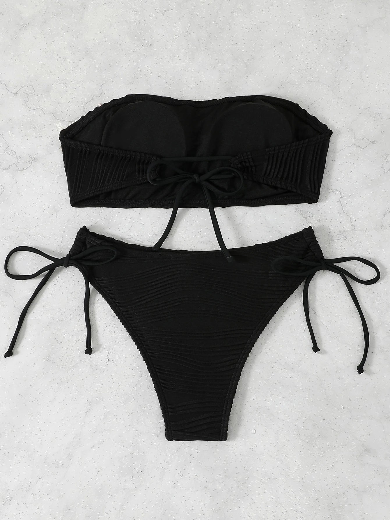Contrast Binding Bandeau Bikinis 2026 Women Sexy Swimsuit Solid Padded Swimwear Female Bathing Suit Swimming Summer Beachwear