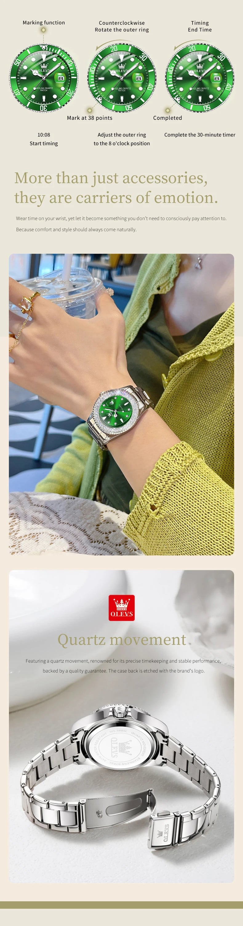 OLEVS Top Brand Couple Watches Trend Luxury Fine Steel Original Quartz Wristwatch for Lover Exquisite Gift Box Waterproof 2Pcs