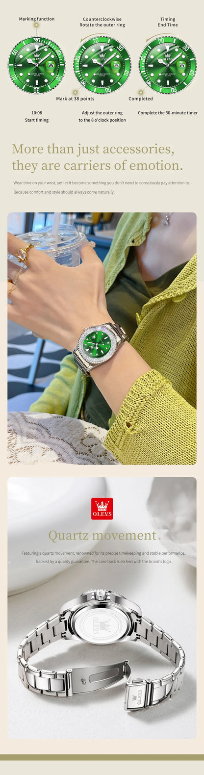 OLEVS Top Brand Couple Watches Trend Luxury Fine Steel Original Quartz Wristwatch for Lover Exquisite Gift Box Waterproof 2Pcs