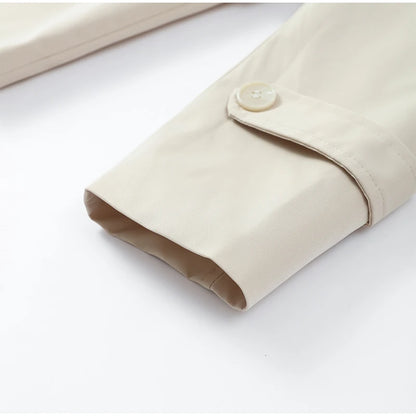 Solid Lapel Lace Up Trench Coat Women Fashion Full Sleeve Waist Cinching Short Windbreak New Autumn Office Commute Outwear 2026