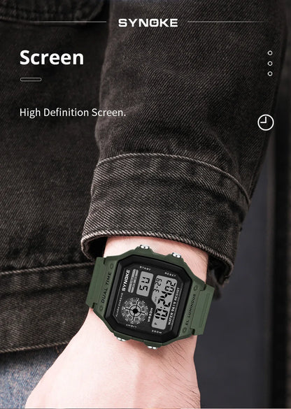SYNOKE Digital Watches Men Sports Luminous Multifunction Waterproof Chrono Wristwatch Outdoor and Running Student Seven Light