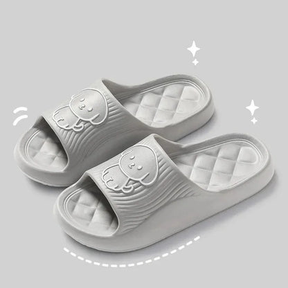 Cute Carton Slippers Bathroom Slippers Cloud Cushion Slides Summer Soft Thick Platform Home Men Indoor Non-slip Flat Flip Flops