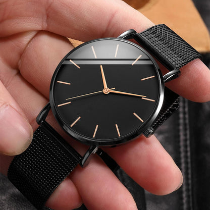 Fashion Men Business Watches Ultra Thin Stainless Steel Mesh Belt Quartz Watch