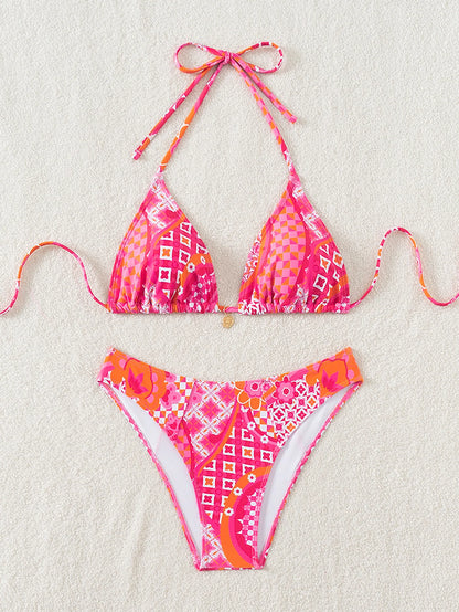 "2026 New Triangle Bikini Set - Floral Print Push Up Swimsuit & Brazilian Bottoms"