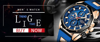 LIGE Fashion Men Watches Top Brand Luxury Silicone Sport Watch Men Quartz Date Clock Waterproof Wristwatch Chronograph Clock Man