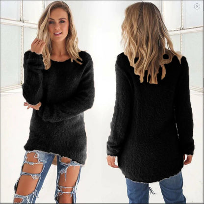 2025 Plus Size Women Warm Sweaters Solid Color O Neck Loose Knitted Pullover Long Sweater Casual Blouse Lady Oversize Clothing