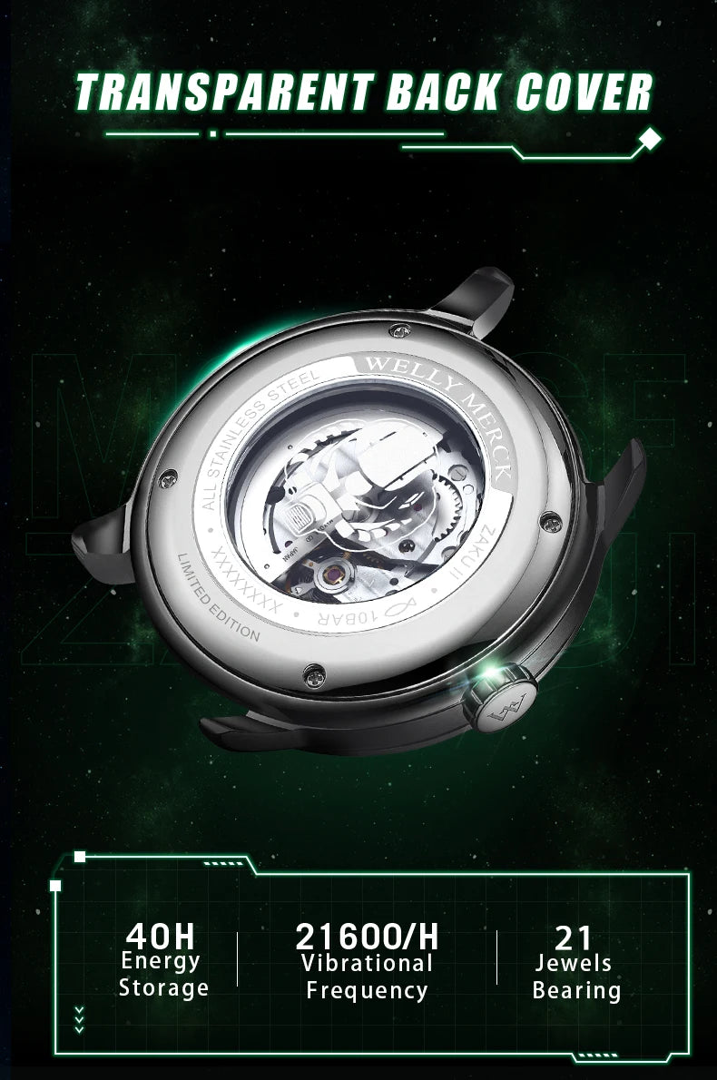 WM Watch Automatic Mechanical Watches Man Stainless Steel Waterproof MIYOTA 82S7 Limited Edition Welly Merck Watch Joint Series