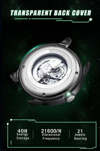 WM Watch Automatic Mechanical Watches Man Stainless Steel Waterproof MIYOTA 82S7 Limited Edition Welly Merck Watch Joint Series