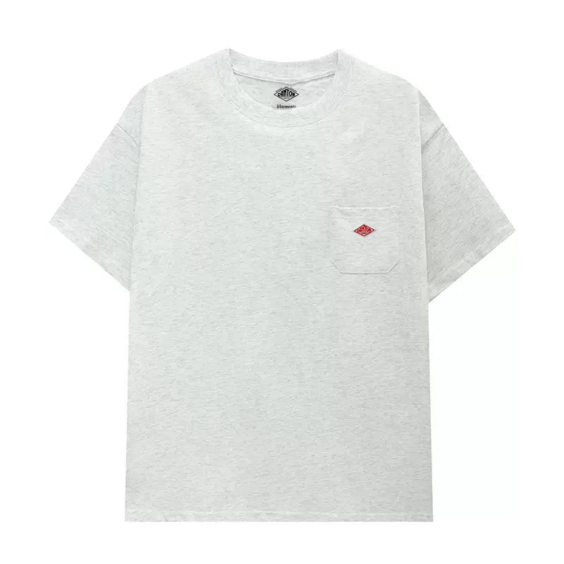 Hot sales Men Women Pure Cotton Embroidery T-Shirt Short Sleeve Tees Simple Solid Pocket Fashion Brand Exports Japan style