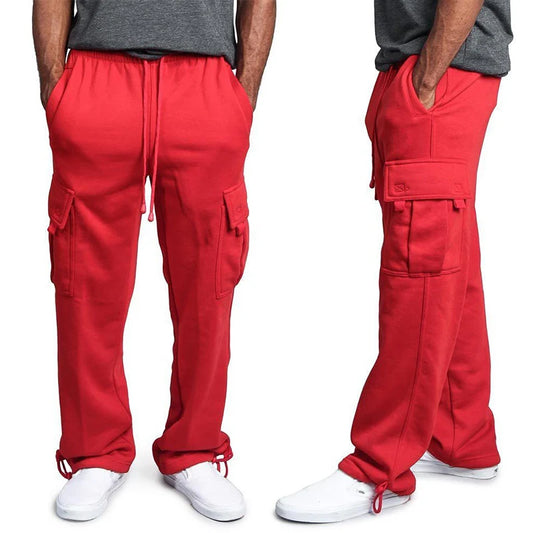 Men's  Cargo Pants Loose Drawstring Sweatpants with Pockets Sports Straight Trousers Jogging Long Pants Hip Hop Streetwear