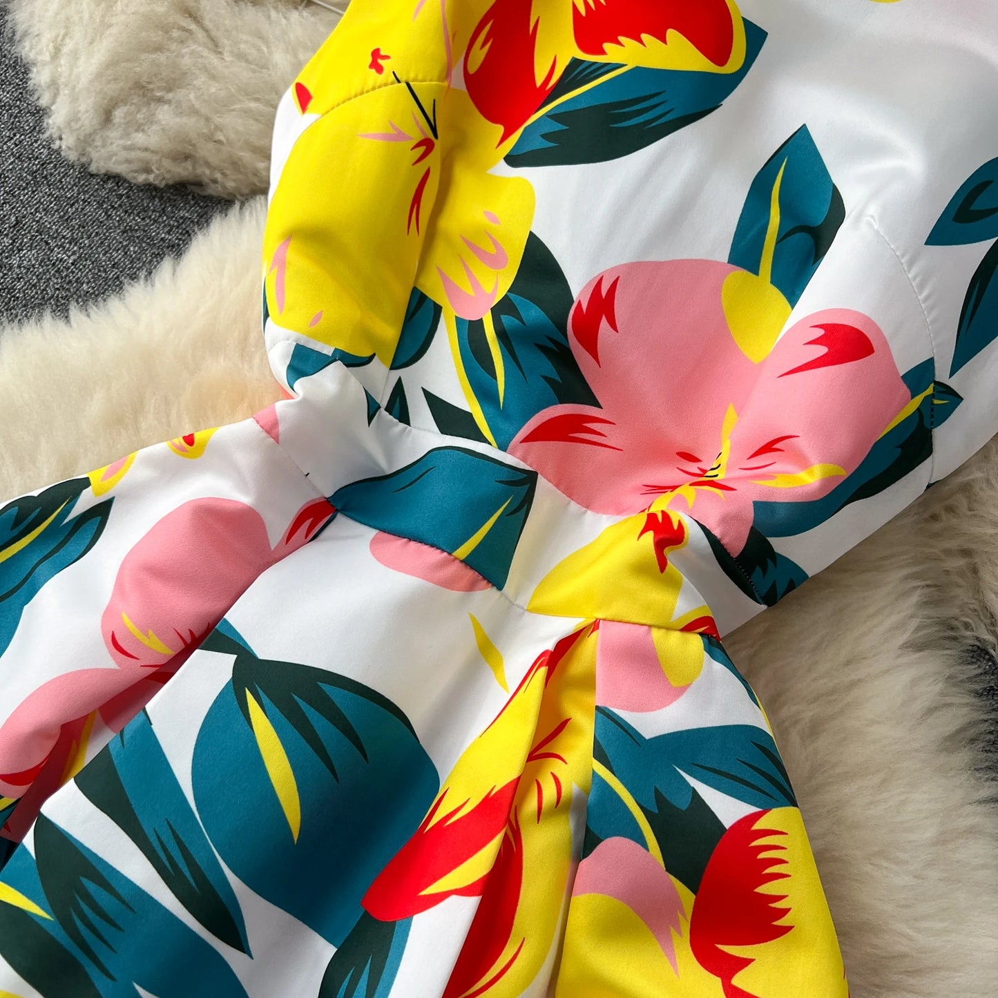 French Elegant Floral Dress Women Retro Round Neck Sleeveless Print Party Dresses Summer Slim A-line Vintage Long Robe Vestidos