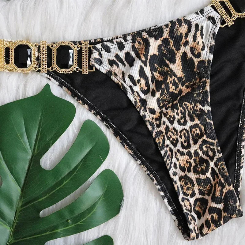 2026 Shiny Rhinestone Diamond Bikini Women Swimsuit Female Swimwear Two Pieces Bikini Set Halter Metal Chains Bathing Suit Swim