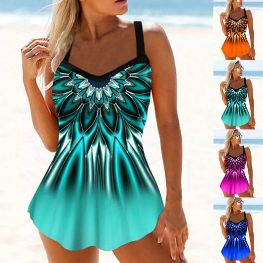 Women's Swimsuit Tankini 2-piece Set, Regular Swimsuit 2-piece Set, High Waisted Swimsuit, Sports Vacation Beach Outfit S-6XL