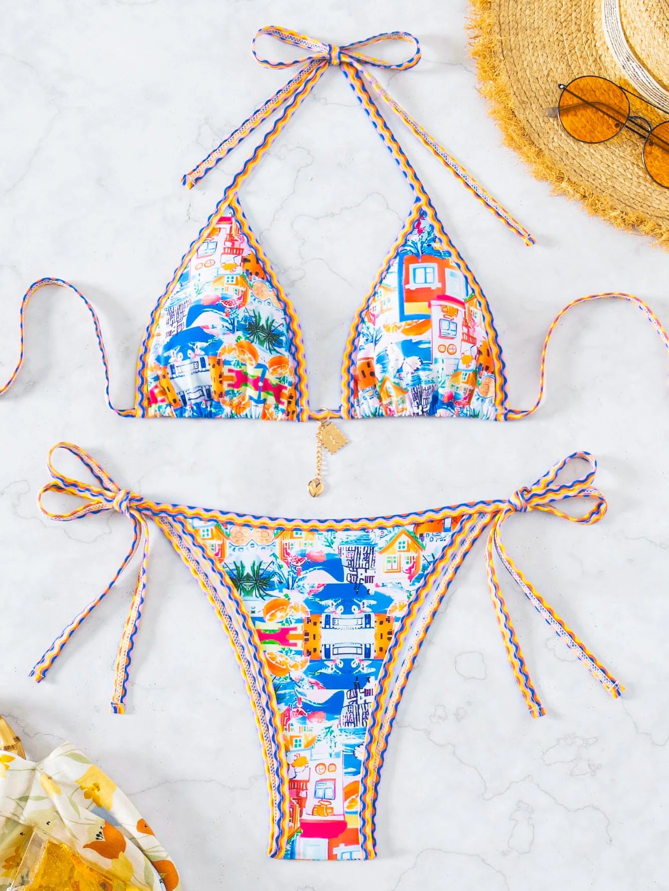 "2026 New Triangle Bikini Set - Floral Print Push Up Swimsuit & Brazilian Bottoms"