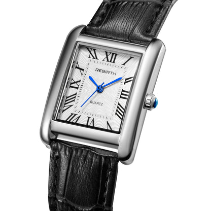 REBIRTH 002 Fashion Rectangular Women's Watch Leather Elegant and Charming Women's Brand Luxury Quartz Watches relojes de mujer