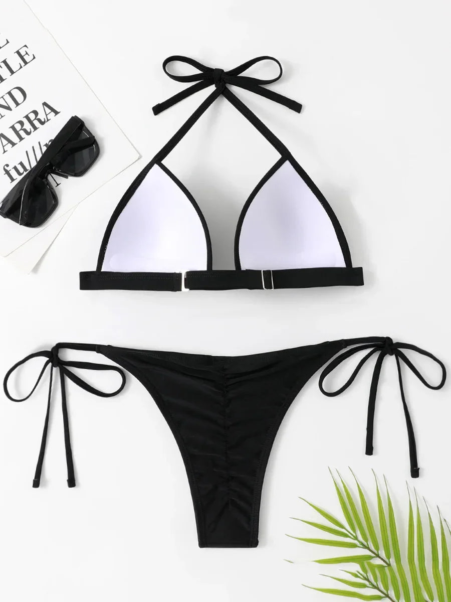 2025 Halter Bra Cup Bikini Women Swimsuit Female Push Up Swimwear Two Pieces Bikini set Brazilian Bather Bathing Suit Swim Lady
