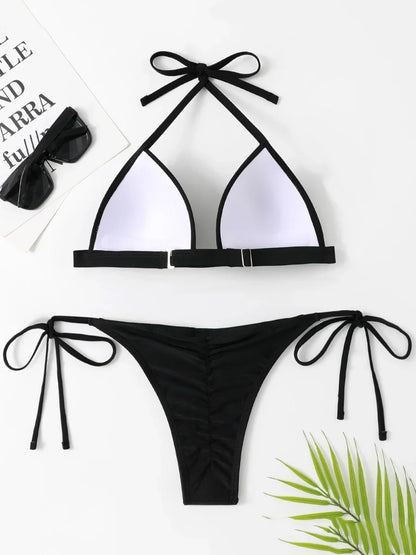 2025 Halter Bra Cup Bikini Women Swimsuit Female Push Up Swimwear Two Pieces Bikini set Brazilian Bather Bathing Suit Swim Lady