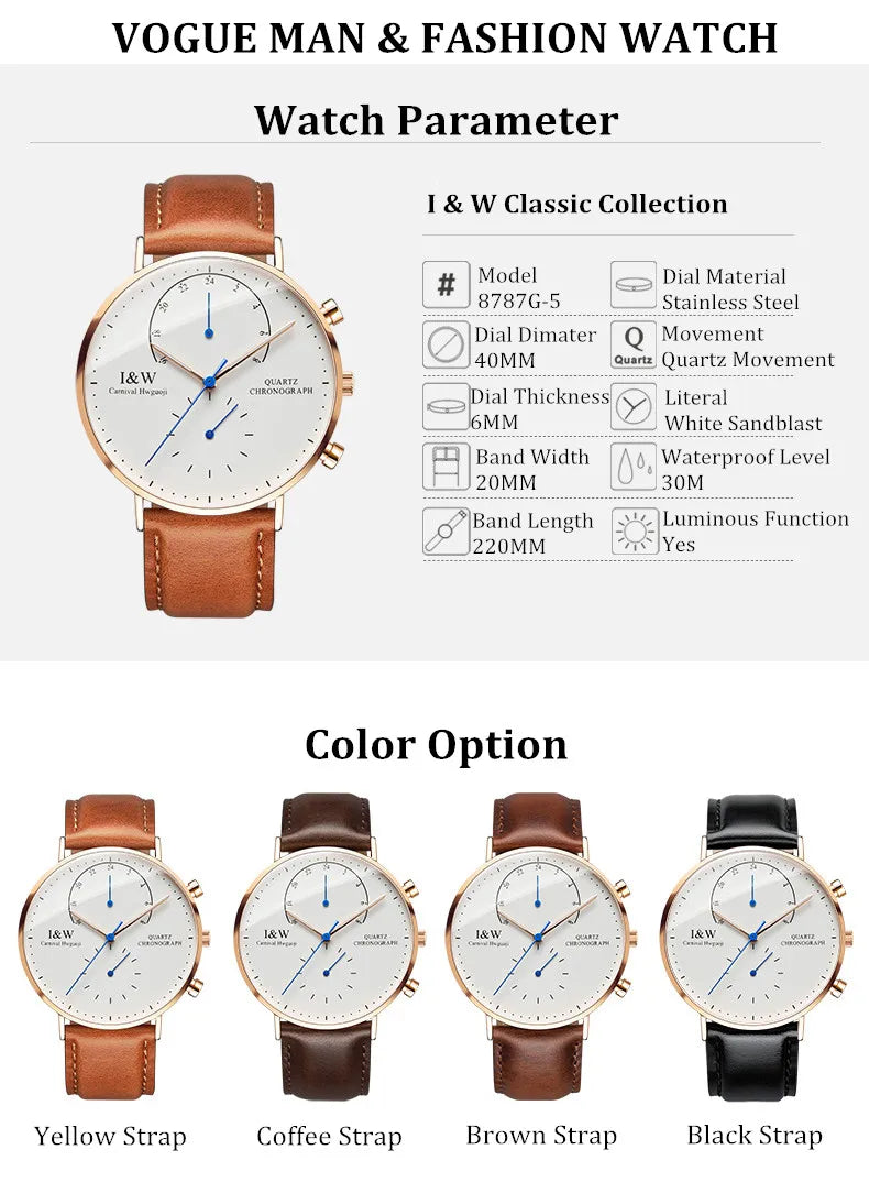 Carnival Brand Luxury Watches for Man Fashion Waterproof Rose Gold Silver Military Clock Men Quartz Wristwatches Reloj Hombre