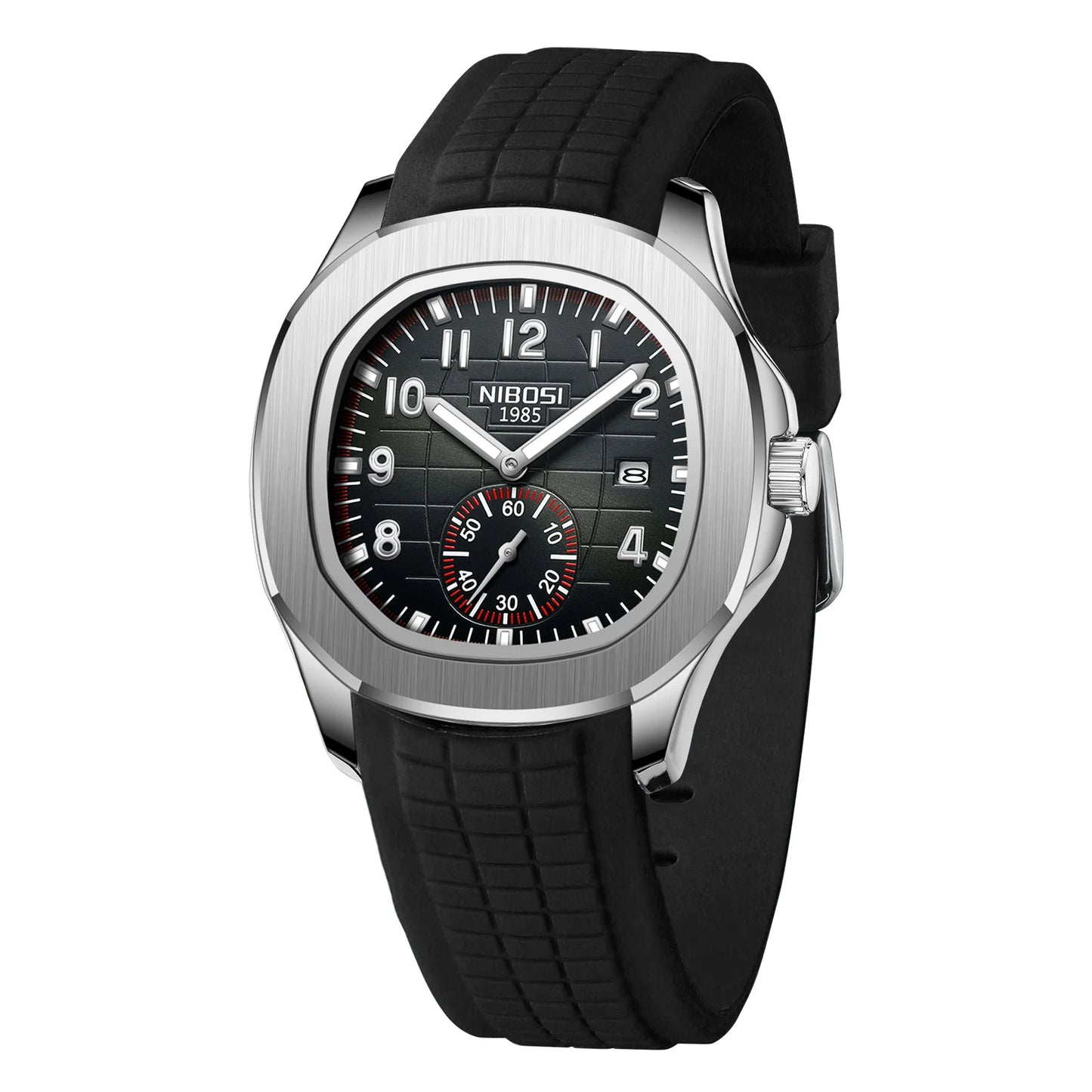 NIBOSI Mens Watches Analog Military Watch with Calendar Black Silicone Strap Waterproof Men’s Wrist Watches Minimalist Designer
