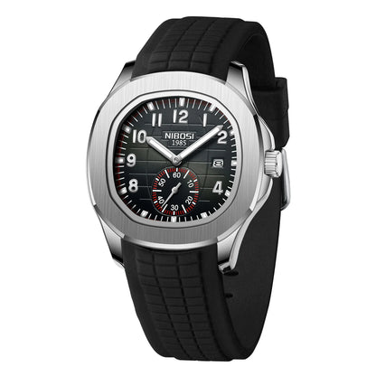 NIBOSI Mens Watches Analog Military Watch with Calendar Black Silicone Strap Waterproof Men’s Wrist Watches Minimalist Designer