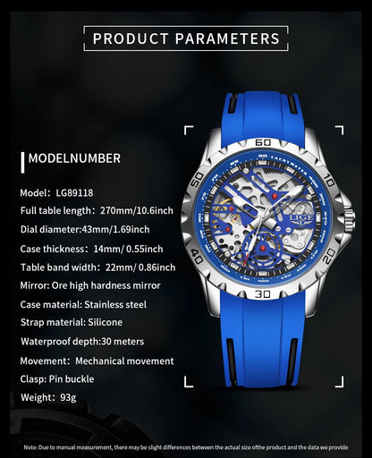 LIGE Top Luxury Automatic Watch For Men Mechanical Watches Men Sports Waterproof Stainless Steel Men Watch Reloj Hombre