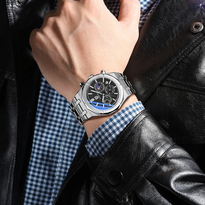 QINGXIYA Luxury Chronograph Quartz Watch Men Sport Military Watch For Men Waterproof Luminous Date Stainless Steel Men's Watches