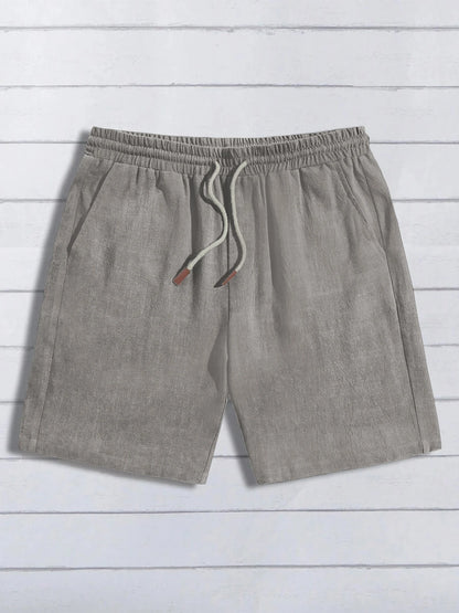Summer thin linen shorts for men, loose and casual, five-inch pants, cotton and linen, breathable, suitable for beach and sports