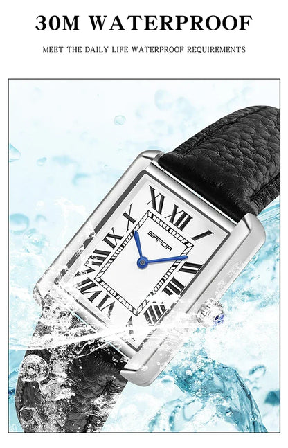SANDA 9031/1108 Luxury Couple Quartz Watches for Men & Women, Waterproof Sport Casual Watch, Scratch Resistant Leather Strap
