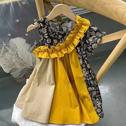 Bear Leader Rose Pink Plaid Bow Dress Elegant Lolita Child Big Girls Midi Dress Children Dresses Teens Party Princess Sundress