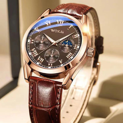 Business Quartz Watch Fashion PU Leather Strap Daily Quarts Watches Suitable for Daily Dating Gift Wristwatch