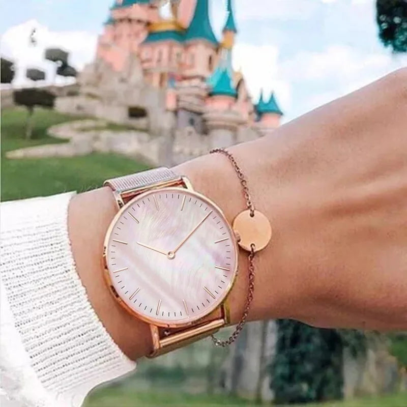 Minimalist Women Watch Luxury Metal Mesh Band Quartz Watches for Woman Fashion Ultra-thin Ladies Wristwatches Clock reloj mujer