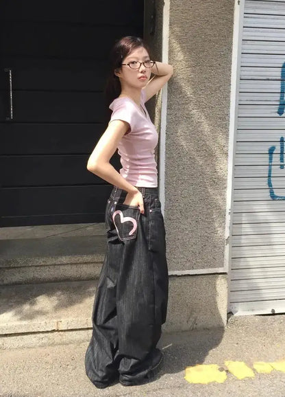 2025 Autumn Winter Women's Denim Jeans Y2K Wide Fit Baggy Jeans Grunge Harajuku Cowboy New In Pants Korean Mom Jeans Punk Retro