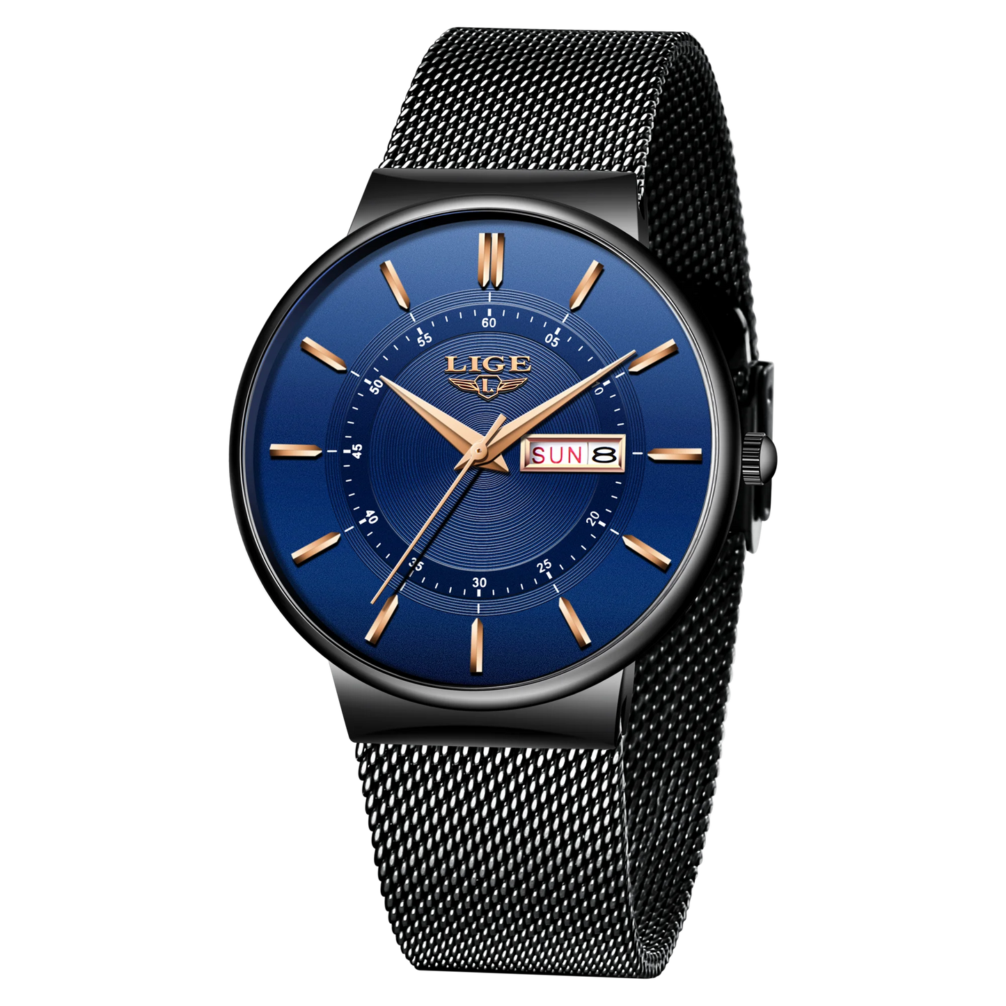 LIGE Mens Watches Top Brand Luxury Waterproof Ultra Thin Date Clock Male Steel Strap Casual Quartz Watch Men Sports Wrist Watch