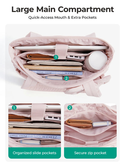 BAGSMART Versatile Travel Tote Bag Women Commuting Bag Multiple Pockets Messenger Handbag College School Shoulder Bag