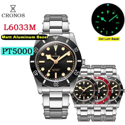 2025 Cronos Luxury Men's Watches 37mm Diver BB54 Vintage Automatic Matt/ Aluminum Bezel Female End Links Sapphire 20 Bar L6033