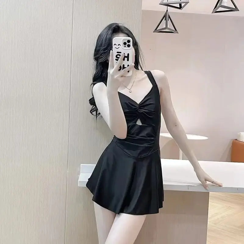 Women Hanging Neck Sweet Cute Swimwear Sexy One-piec Beach Wear Swim Suit Beach Dress Swimsuit High Waist Bathing Suit For Girls