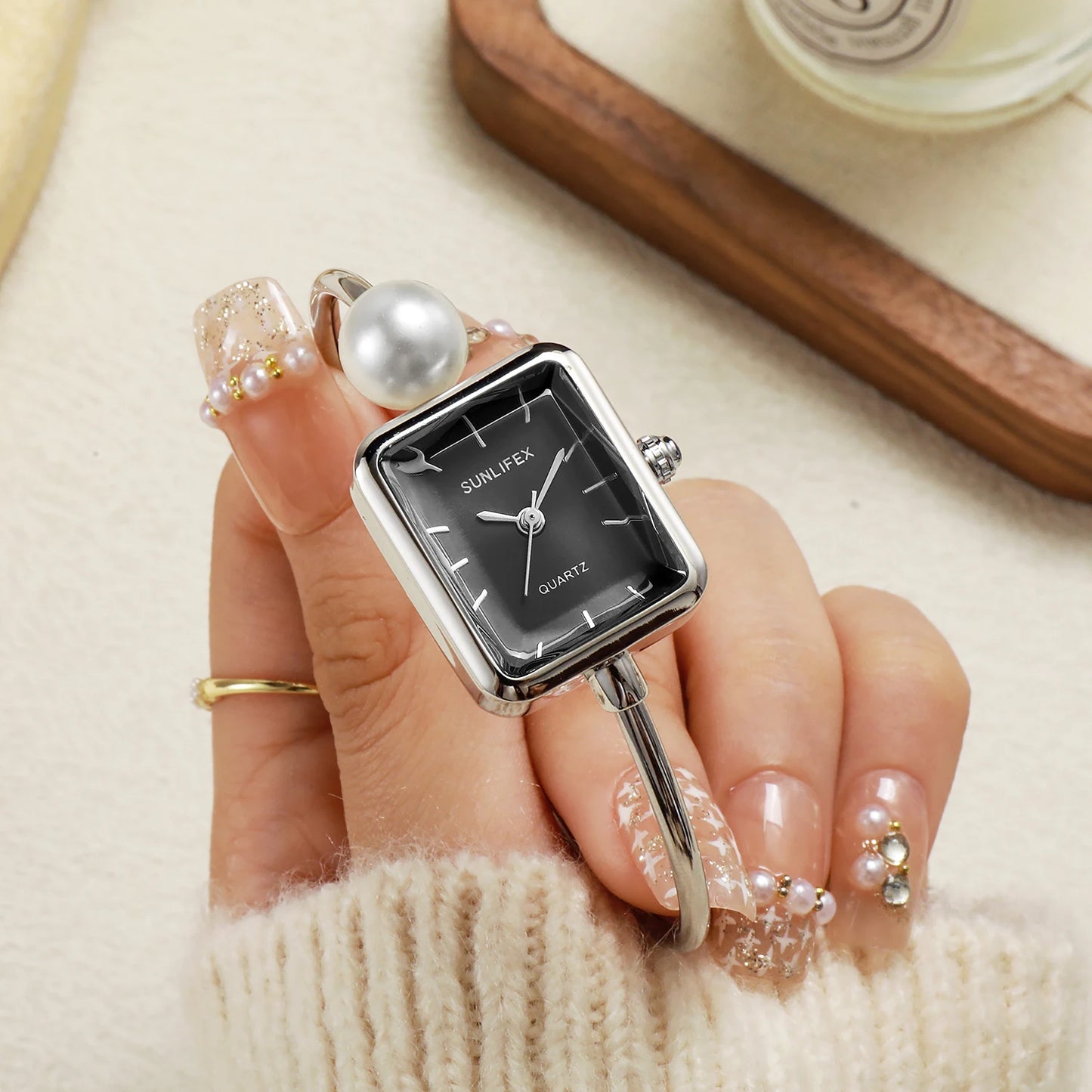 Y2k personalized ladies' watches plain bracelet simple design women's square alloy case watch gift watch