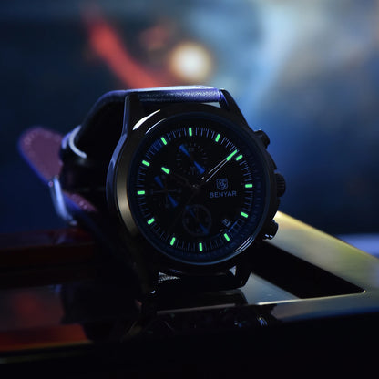 BENYAR Men's Watches Luxury Quartz Wristwatches Chronograph Watch Men Gifts Waterproof Stainless Steel Clock Reloj Hombre 2025