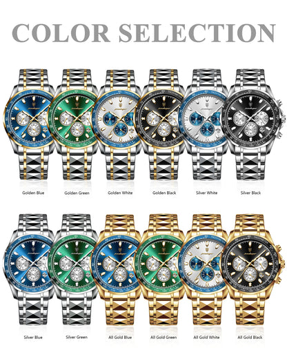 POEDAGAR Top Luxury Men Watch Chronograph Waterproof Luminous Date Man Watch Stainless Steel Sports Fashion Quartz Men's Watches