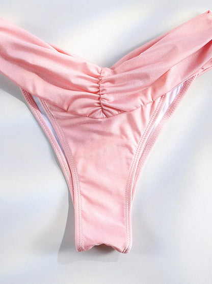 Sexy Folds Bikini Set Solid Micro Bikinis Women Swimsuit Female Triangle Swimwear Beach Wear Bathing Suit