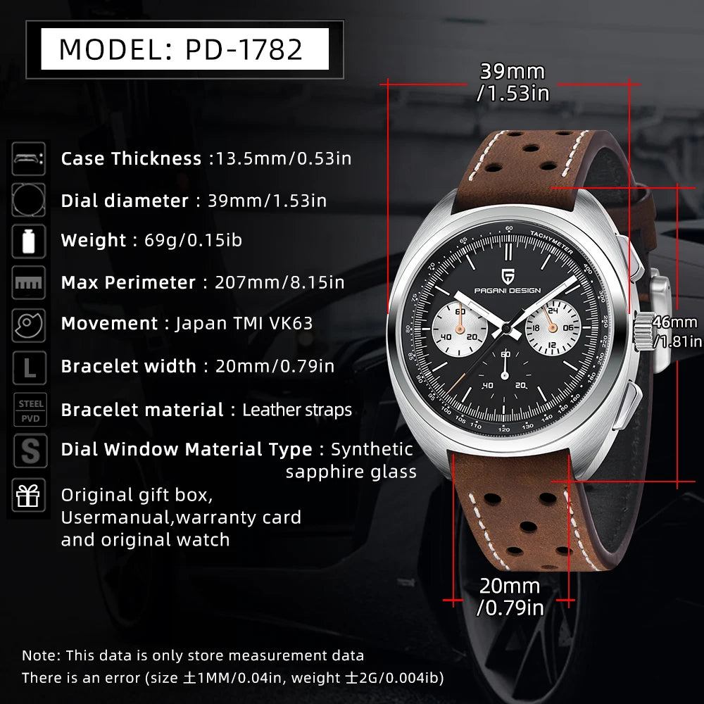 PAGANI DESIGN Men's Watches Luxury Quartz Wrist Watch For Men AR Sapphire Speed Chronograph Retro Dial Clock Reloj Hombre 2026
