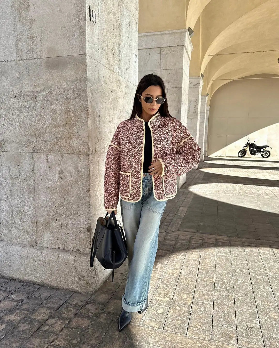 New Women's Floral/Gingham Print Lightweight Quilted Parkas Woman Long Sleeve Pockets Vintage Winter Jacket Coat Streetwear Tops