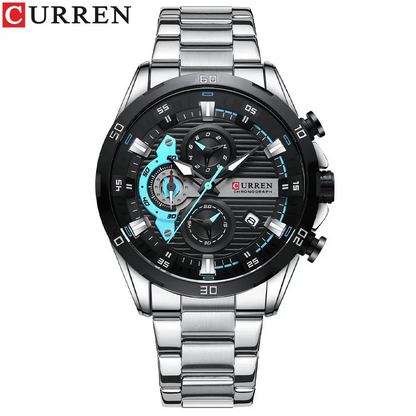CURREN 8402 Creative Fashion Mens Business Casual Wristwatches Stainless Steel Luminous Dial Chronograph Clock