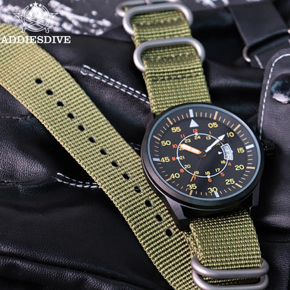 ADDIESDIVE Men's Luxury Watches Nylon Strap reloj hombre Luminous 50M Waterproof Date Quartz Wristwatch Relog Reloj Hombre