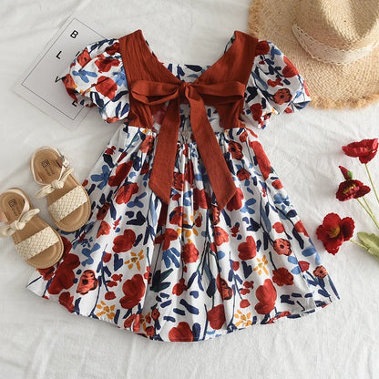 Bear Leader Rose Pink Plaid Bow Dress Elegant Lolita Child Big Girls Midi Dress Children Dresses Teens Party Princess Sundress