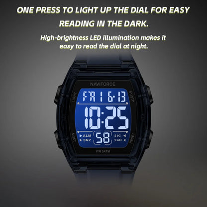 NAVIFORCE Top Brand Luxury Mens Watches Alarm Stopwatch LED Digital Backlight Display Waterproof Sport Watch Men Montre Homme
