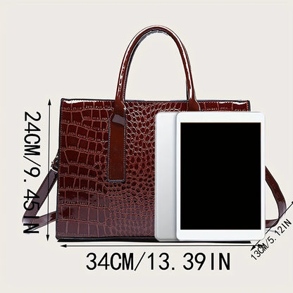 Women'S Large Capacity Tote Bag Elegant Synthetic Handbag with Zipper Closure, Spacious Work Bag for Women Formal & Everyday Use